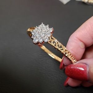 18K Plated Clustered Cubic Zirconia Bangle